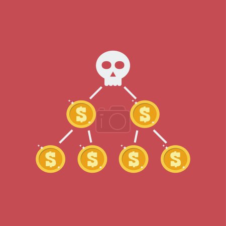 Illustration for Ponzi scheme vector illustration. Pyramid network. criminal cheat and scam with funds tricks. - Royalty Free Image