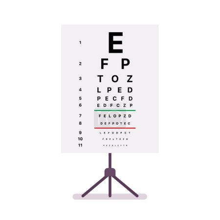 Illustration for Eye test chart table isolated on white background. Ophthalmic table for visual examination. Vector illustration - Royalty Free Image