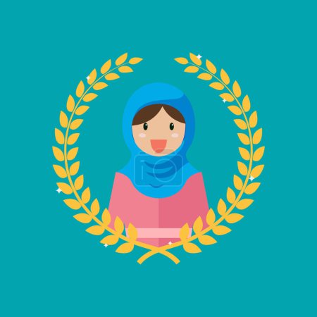 Ilustración de Honrar a la mujer musulmana con corona de oro. Ilustración vectorial - Imagen libre de derechos