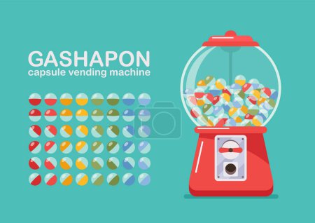 Illustration for Toy vending machine. Gumball machine. Gacha Gacha Toy Capsule. Vector illustration - Royalty Free Image