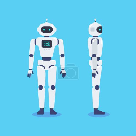 Ilustración de Frente y lado de Android Robot Cyborg Technology. Ilustración vectorial. - Imagen libre de derechos