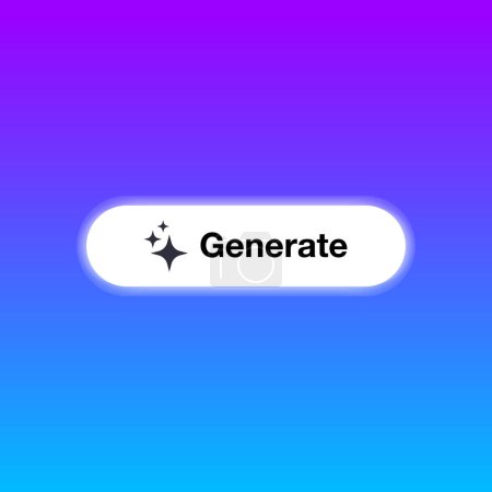 Illustration for Generate AI button. Artificial intelligence icon. Machine learning generator. Generate text and image button. Magic stars sign. Vector illustration - Royalty Free Image