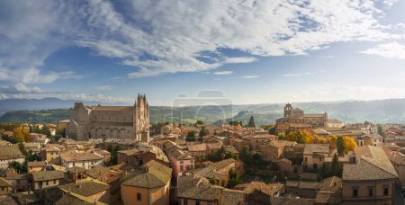 Photo for Orvieto town panoramic aerial view and Duomo cathedral landmark. Umbria region, Italy, Europe. - Royalty Free Image
