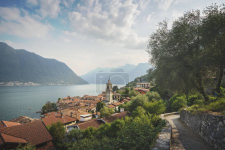 Photo for Lake Como, Sala Comacina village and the Greenway trail. Italy - Royalty Free Image
