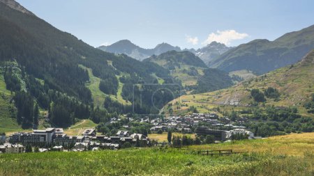 Photo for Panoramic view of La Thuile village in summer season. Aosta Valley region, Italy - Royalty Free Image