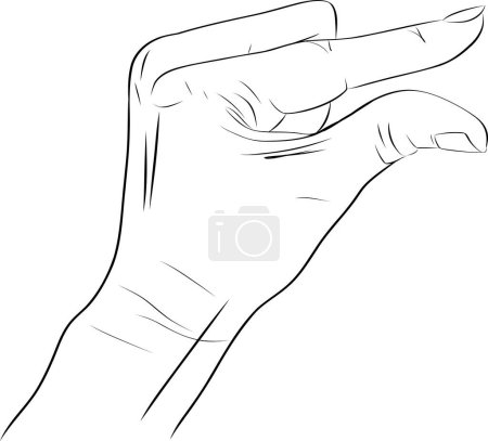 Illustration for Hand sketch making a minimum amount gesture, making a little bit gesture, small size, dissatisfied with low rating - Royalty Free Image