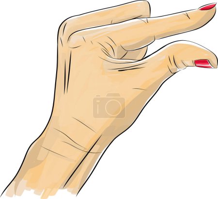 Illustration for Hand sketch making a minimum amount gesture, making a little bit gesture, small size, dissatisfied with low rating - Royalty Free Image