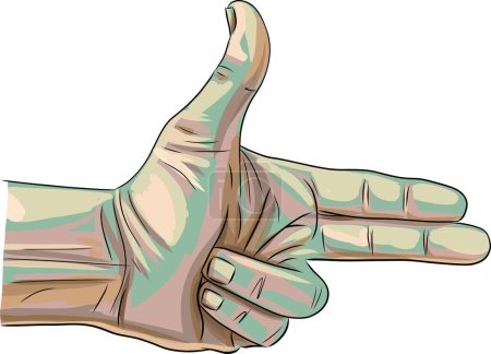 Téléchargez les illustrations : Symbole des doigts de tir Illustration vectorielle d'un doigt signe gestuel de la main - en licence libre de droit
