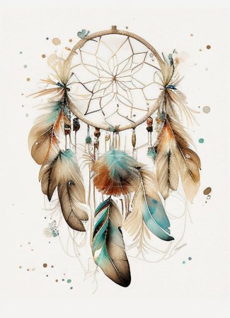 Watercolor image - dream catcher. Indian product dream catcher on a white background.