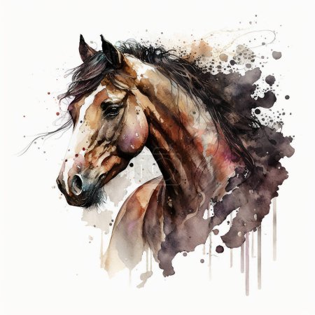 Foto de Dibujo en acuarela de la silueta de un hermoso caballo. Para su diseño - Imagen libre de derechos