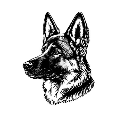 Ilustración de Ilustración vectorial de un perro de servicio. Monocromo, imagen plana de un perro pastor - Imagen libre de derechos