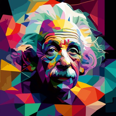 Illustration for Multicolored portrait of the famous scientist Einstein. For your design - Royalty Free Image