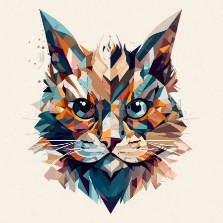 Illustrazione per Disegno creativo della testa di un gatto multicolore. Per il tuo design. - Immagini Royalty Free