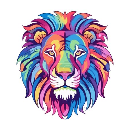 Illustration for Colored head of a lion on a white background. For your design - Royalty Free Image