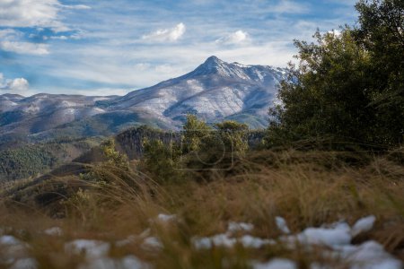Snow capped mountain peaks, Montseny