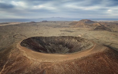 Großaufnahme des Vulkans Calderon Hondo und des Kraters in der Nähe von Lajares auf Fuerteventura