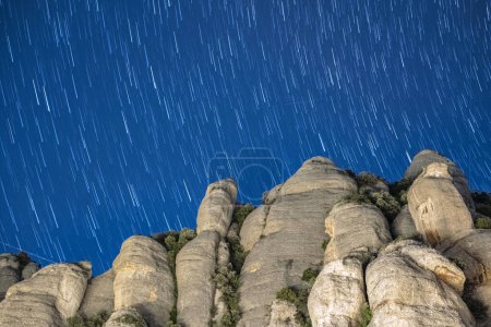 Star trails in National Park Montserrat
