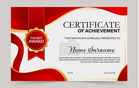 Illustration for Gold Red Professional Certificate Template - Royalty Free Image