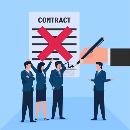 Illustration for Hand signing the termination contract metaphor of termination of employee - Royalty Free Image