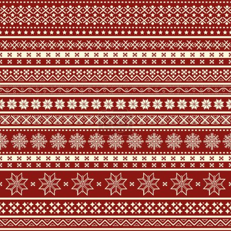Foto de Patrón ornamental sin costuras de Navidad sobre fondo rojo - Imagen libre de derechos