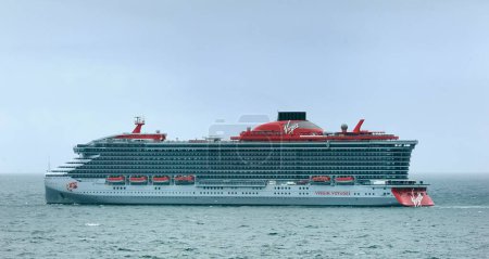 Photo for English Channel, England - 5th August 2021:Virgin Voyages Scarlet Lady in teh English Channel - Royalty Free Image