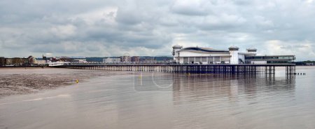 Photo for Weston-Super-mare - 14th May 2021:Weston-super-mare pier at low tide - Royalty Free Image