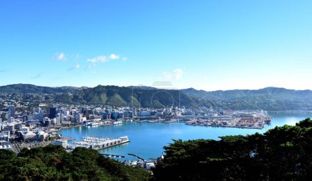 La ciudad de Wellington, Nueva Zelanda vista desde el Monte Victoria