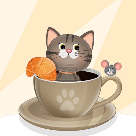 ilustracja kotka w filiżance