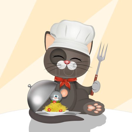 Photo for Funny illustration of cat starry chef - Royalty Free Image