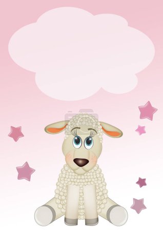 birth announcement card for baby girl with sheep