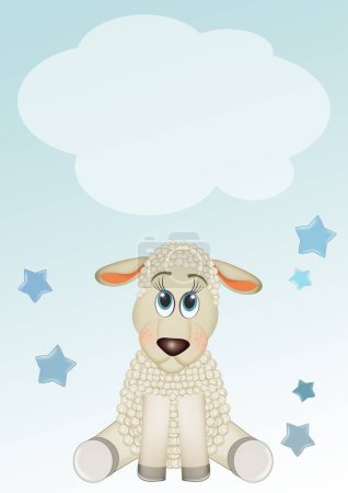 birth announcement card for baby boy with sheep