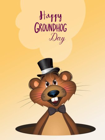 illustration of happy groundhog day