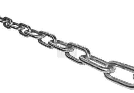 Foto de Eslabones de cadena de hierro aislados sobre fondo blanco - Imagen libre de derechos