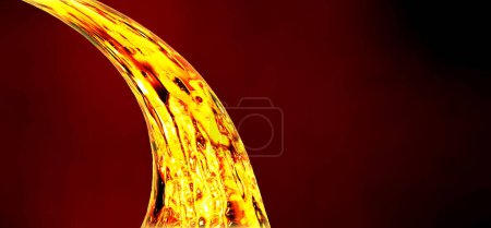  Golden liquid on dark background. Fuel concept. For  projects hot metal, gold, gasoline, diesel, oil, petroleum products 