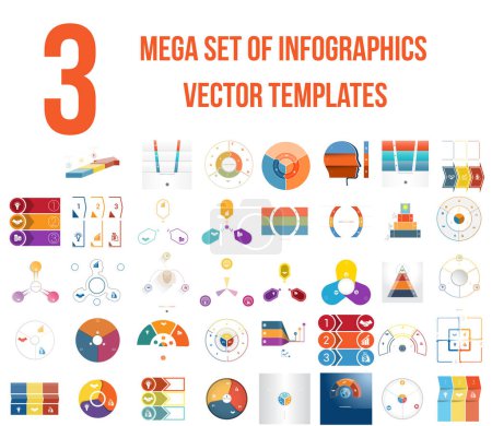 Ilustración de Mega conjunto de infografías.Plantillas vectoriales 3 posiciones - Imagen libre de derechos