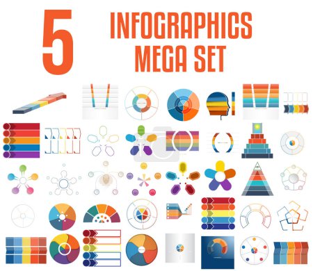 Ilustración de Mega conjunto de infografías.Plantillas vectoriales 5 posiciones - Imagen libre de derechos