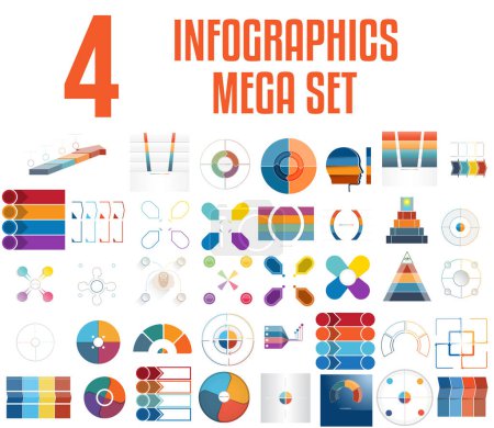 Ilustración de Mega conjunto de infografías.Plantillas vectoriales 4 posiciones - Imagen libre de derechos