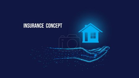 Illustration for House on polygonal hand. Insurance concept. - Royalty Free Image