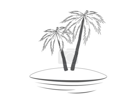 Illustration for Palm trees on an islet. White background. - Royalty Free Image