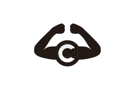 Buchstabe C Bodybuilding Logo. Fitness Gym Logo Design Konzept. Icon Symbol Vector Illustration.