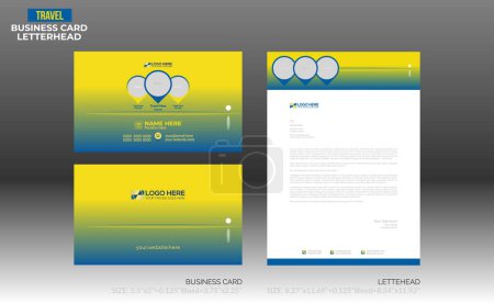 vector made letterhead and business card for travel company use