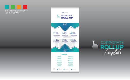 Illustration for 4 colored vector made roll up banner design for corporate and any best company use - Royalty Free Image