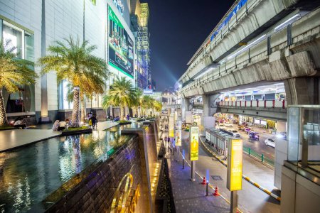 Photo for Thailand, Bangkok - 22 April 2022: Rama 1 road and Siam shopping district at night - Royalty Free Image