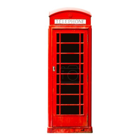 Cabine téléphonique londonienne isolée sur blanc