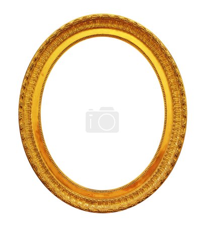 Téléchargez les photos : Cadre ovale en or isolé sur fond blanc - en image libre de droit