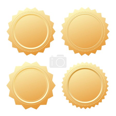 Blank gold business seal set isolated on white background