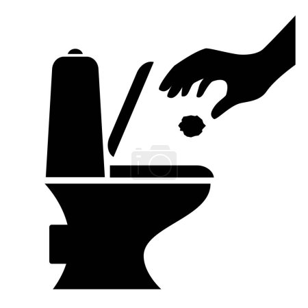Illustration for Hand throwing paper in toilet bowl - Royalty Free Image