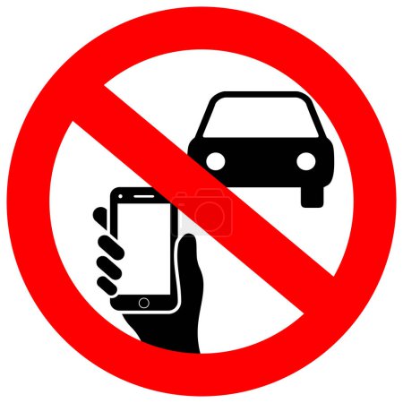 Téléchargez les illustrations : Pas de textos et d'utilisation du téléphone pendant la conduite signe vectoriel - en licence libre de droit