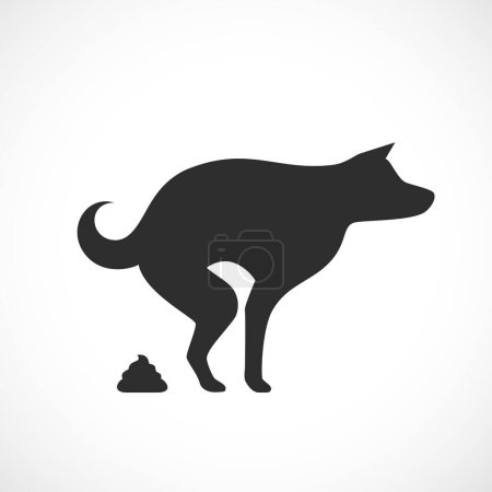 Illustration for Dog pooping vector silhouette - Royalty Free Image