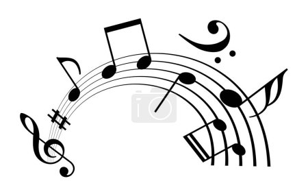 Illustration for Notes and musical melody icon - Royalty Free Image